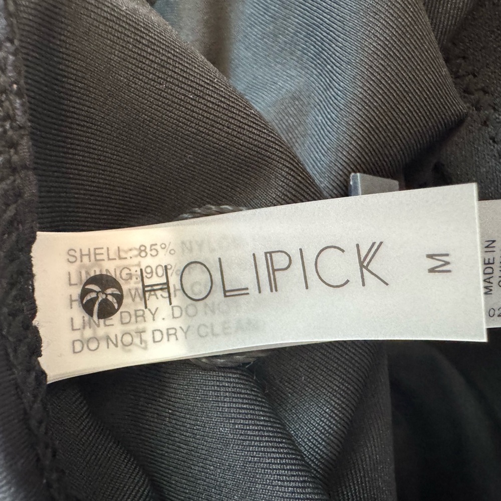 NWT Holipick Asymmetrical One Shoulder Ruched Black Swimsuit Brand New Sz Medium - Picture 6 of 9